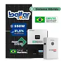 Gerador de Energia Solar Hibrido Luxpower com Bateria Laje Inclinação SGF 6,6KWP FINAME 550W ECO HIBRIDO 5KW 220V DC48V BAT. LITIO 5,12kWh