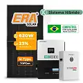 Gerador de Energia Solar Hibrido Luxpower com Bateria Telhado Fibro Parafuso Metal SGF 7,44KWP ERA 620W ECO HIBRIDO 5KW 220V DC48V BAT. LITIO 5,12kWh