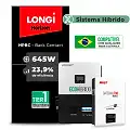 Gerador de Energia Solar Hibrido Luxpower com Bateria Sem Estrutura SGF 7,74KWP LONGI 645W ECO HIBRIDO 5KW 220V DC48V BAT. LITIO 5,12kWh