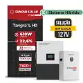 Gerador de Energia Solar Hibrido Luxpower Telhado Metálico Mini Trilho SGF 7,32KWP SUNOVA 610W LXP-LB-BR 5KW AC 127 BIFASICO DC48V BAT. LITIO 5,12kWh
