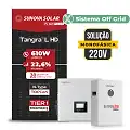 Gerador de Energia Solar Off Grid Interativo Luxpower Telhado Metálico Mini Trilho SGF 14,64KWP SUNOVA 610W GEN-LB-EU 10KW AC 220 MONO DC48V BAT. LITIO 15,36kWh