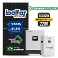 Gerador de Energia Solar Off Grid Interativo Luxpower Telhado Fibro Parafuso Metal SGF 6,6KWP FINAME 550W GEN-LB-EU 5KW AC 220 MONO DC48V BAT. LITIO 5,12kWh