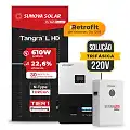 Gerador de Energia Solar Retrofit Luxpower Sem Estrutura SGF 3,66KWP SUNOVA 610W SNA-BR 5KW AC TRIF. 220V DC48V BAT. LITIO 20,48kWh