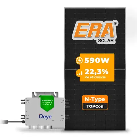 Gerador de Energia Solar Microinversor DEYE Telhado Metálico Mini Trilho SGF 16,52KWP ERA N-TYPE MONO 590W SUN 2.25KW 4MPPT MONO 220V