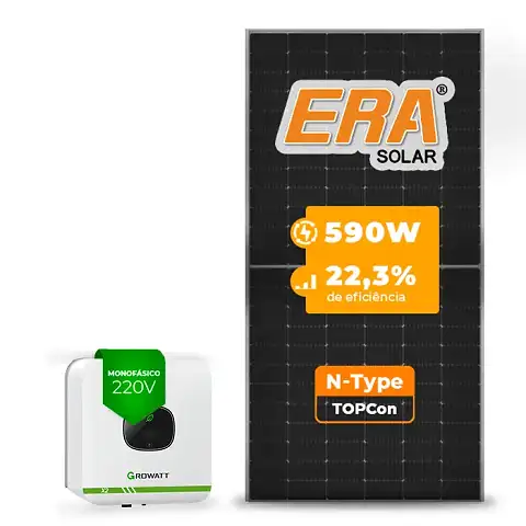 Gerador de Energia Solar On Grid Growatt Telhado Metálico Mini Trilho SGF 2,95KWP ERA N-TYPE MONO 590W MIC X2 3KW 1MPPT MONO 220V