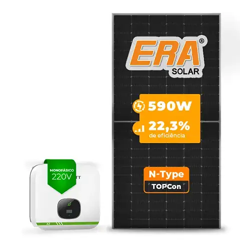Gerador de Energia Solar On Grid Growatt Telhado Metálico Mini Trilho SGF 4,72KWP ERA N-TYPE MONO 590W MIN X2 5KW 2MPPT MONO 220V