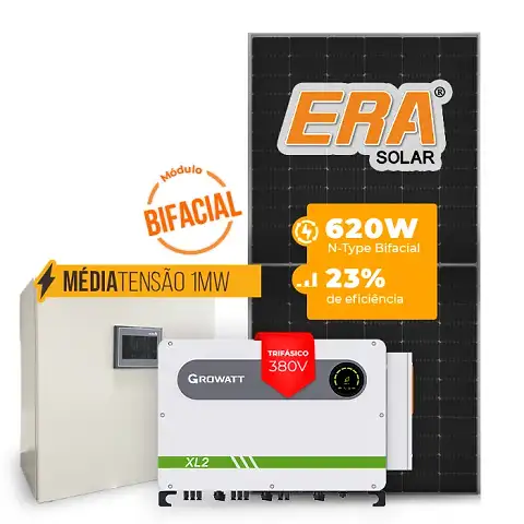 Gerador de Energia Solar Mercado Livre Growatt Média Tensão Sem Estrutura SGF 838,24KWP ERA BIFACIAL 620W MAX 75KW 7MPPT TRIF 380V