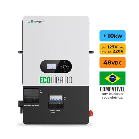 Foto 4 - Gerador de Energia Solar Hibrido Luxpower sem Bateria Sem Estrutura SGF 17,36KWP ERA 620W ECO HIBRIDO 10KW 220V DC48V SEM BATERIA
