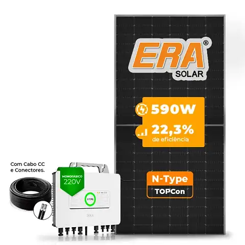 Gerador de Energia Solar Microinversor SAJ Telhado Metálico Mini Trilho SGF 15,34KWP ERA N-TYPE MONO 590W M2 2.25KW 4MPPT MONO 220V