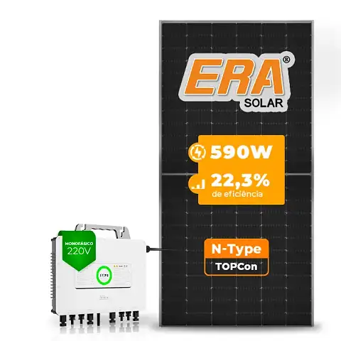 Gerador de Energia Solar Microinversor SAJ Telhado Metálico Mini Trilho SGF 4,72KWP ERA N-TYPE MONO 590W M2 2.25KW 4MPPT MONO 220V
