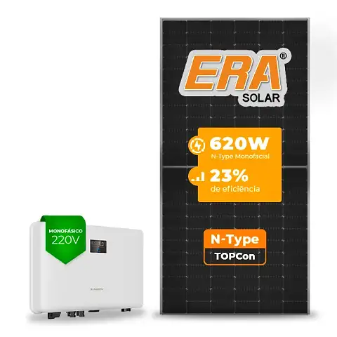 Gerador de Energia Solar On Grid Sungrow Telhado Metálico Mini Trilho SGF 6,20KWP ERA N-TYPE MONO 620W SG RS-L 6KW 2MPPT MONO 220V