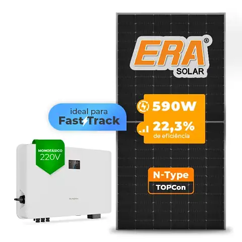 Gerador de Energia Solar On Grid Sungrow Telhado Fibro Parafuso Madeira SGF 7,08KWP ERA N-TYPE MONO 590W SG RS-L 7.5KW 2MPPT FAST TRACK MONO 220V