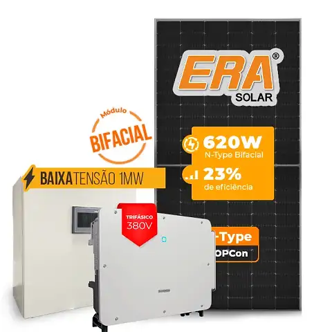 Gerador de Energia Solar Mercado Livre Sungrow Baixa Tensão Sem Estrutura SGF 1190,40KWP ERA BIFACIAL 620W SG P2 75KW 8MPPT TRIF 380V