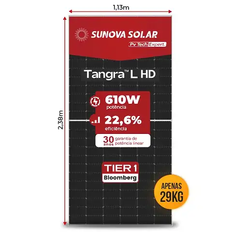 Sunova 610W com o tamanho