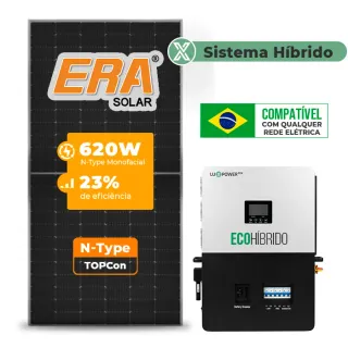 Gerador de Energia Solar Hibrido Luxpower sem Bateria Telhado Fibro Parafuso Madeira SGF 7,44KWP ERA 620W ECO HIBRIDO 5KW 220V DC48V SEM BATERIA
