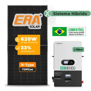 Gerador de Energia Solar Hibrido Luxpower sem Bateria Telhado Fibro Parafuso Madeira SGF 12,4KWP ERA 620W ECO HIBRIDO 10KW 220V DC48V SEM BATERIA