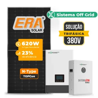 Gerador de Energia Solar Retrofit Luxpower Sem Estrutura SGF 3,72KWP ERA 620W WPV 5KW AC TRIF. 380V DC48V BAT. LITIO 20,48kWh