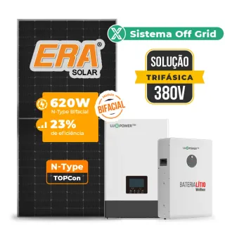 Gerador de Energia Solar Retrofit Luxpower Sem Estrutura SGF 3,72KWP ERA BIF 620W WPV 5KW AC TRIF. 380V DC48V BAT. LITIO 20,48kWh