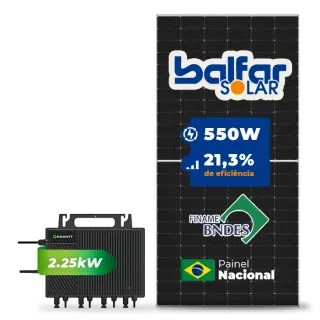 Gerador de Energia Solar Microinversor Growatt Laje Inclinação SGF 2,20KWP BALFAR FINAME 550W NEO 2.25KW 4MPPT MONO 220V