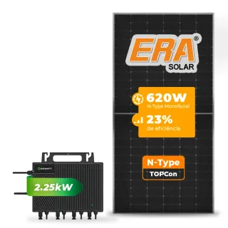 Gerador de Energia Solar Microinversor Growatt Laje Inclinação SGF 2,48KWP ERA N-TYPE MONO 620W NEO 2.25KW 4MPPT MONO 220V