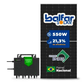 Gerador de Energia Solar Microinversor Growatt Laje Inclinação SGF 2,20KWP BALFAR FINAME 550W NEO 2KW 4MPPT MONO 220V