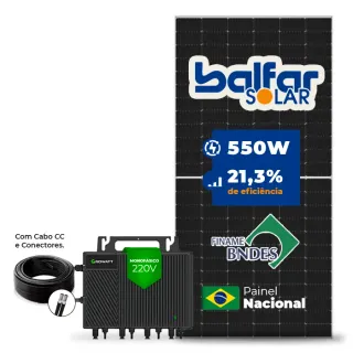 Gerador de Energia Solar Microinversor Growatt Laje Inclinação SGF 2,2KWP BALFAR FINAME 550W NEO 2KW 4MPPT MONO 220V COM CABO
