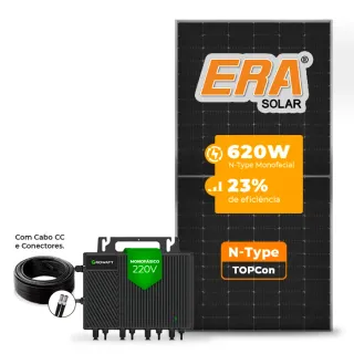 Gerador de Energia Solar Microinversor Growatt Laje Inclinação SGF 2,48KWP ERA N-TYPE MONO 620W NEO 2KW 4MPPT MONO 220V COM CABO
