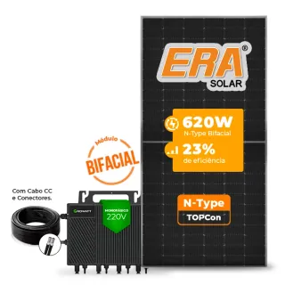 Gerador de Energia Solar Microinversor Growatt Laje Inclinação SGF 2,48KWP ERA BIFACIAL 620W NEO 2KW 4MPPT MONO 220V COM CABO