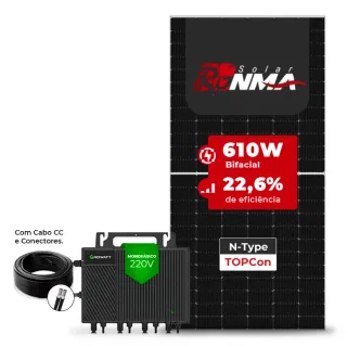 Gerador de Energia Solar Microinversor Growatt Laje Inclinação SGF 2,44KWP RONMA 610W BIFACIAL NEO 2KW 4MPPT MONO 220V COM CABO