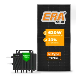 Gerador de Energia Solar Microinversor Growatt Laje Inclinação SGF 2,48KWP ERA N-TYPE MONO 620W NEO 2KW 4MPPT MONO 220V