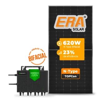 Gerador de Energia Solar Microinversor Growatt Laje Inclinação SGF 2,48KWP ERA BIFACIAL 620W NEO 2KW 4MPPT MONO 220V