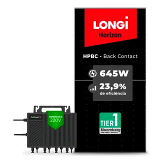 Gerador de Energia Solar Microinversor Growatt Laje Inclinação SGF 2,58KWP LONGI 645W HPBC NEO 2KW 4MPPT MONO 220V