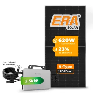 Gerador de Energia Solar Microinversor Sungrow Sem Estrutura SGF 2,48KWP ERA N-TYPE MONO 620W S2500S-L 2.5KW 4MPPT MONO 220V COM CABO 