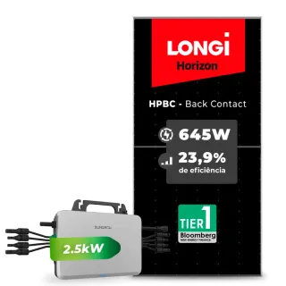 Gerador de Energia Solar Microinversor Sungrow Sem Estrutura SGF 2,58KWP LONGI 645W HPBC S2500S-L 2.5KW 4MPPT MONO 220V