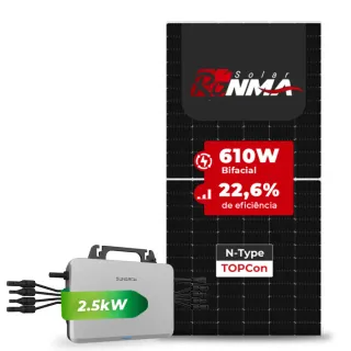 Gerador de Energia Solar Microinversor Sungrow Sem Estrutura SGF 2,44KWP RONMA 610W BIFACIAL S2500S-L 2.5KW 4MPPT MONO 220V