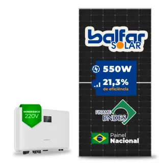 Gerador de Energia Solar On Grid Sungrow Telhado Metálico Mini Trilho SGF 4,40KWP BALFAR FINAME 550W SG RS-L 5KW 2MPPT MONO 220V