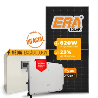 Gerador de Energia Solar Mercado Livre Sungrow Média Tensão Sem Estrutura SGF 595,20KWP ERA BIFACIAL 620W SG P2 75KW 8MPPT TRIF 380V