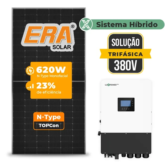 Gerador de Energia Solar Hibrido Luxpower sem Bateria Sem Estrutura SGF 19,84KWP ERA 620W HIBRIDO 15KW TRIF 380V DC48V SEM BATERIA