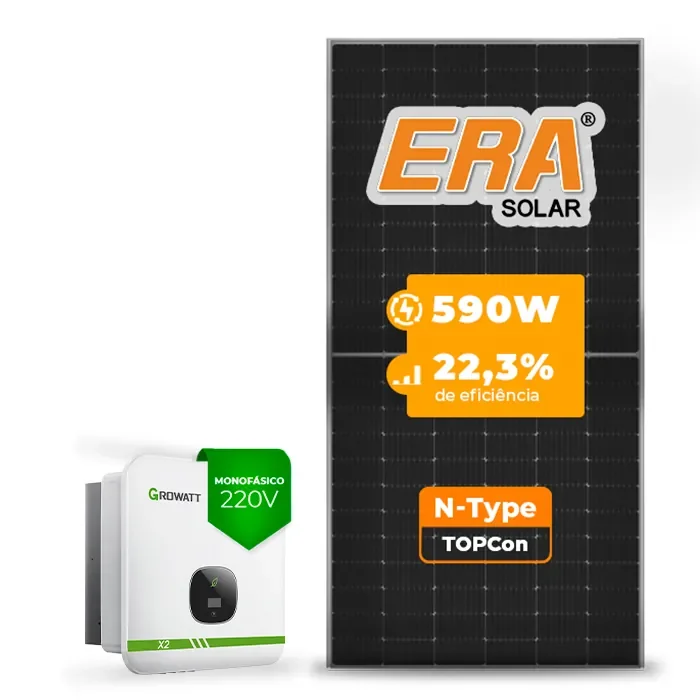 Gerador de Energia Solar On Grid Growatt Telhado Metálico Mini Trilho SGF 11,80KWP ERA N-TYPE MONO 590W MIN X2 8KW 3MPPT MONO 220V