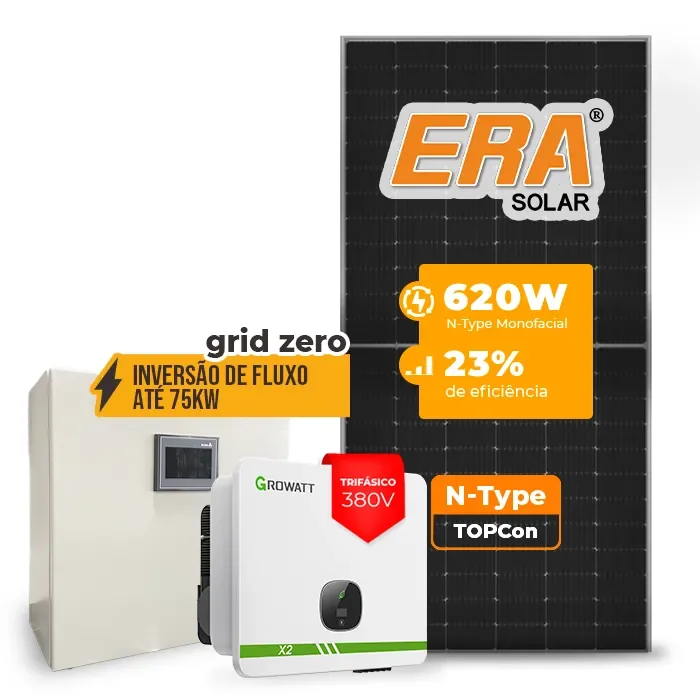 Gerador de Energia Solar Inversão de Fluxo Growatt Sem Estrutura SGF 54,56KWP ERA N-TYPE MONO 620W MID X2 50KW 4MPPT TRIF 380V