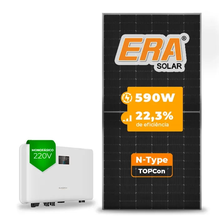 Gerador de Energia Solar On Grid Sungrow Telhado Ondulado SGF 8,85KWP ERA N-TYPE MONO 590W SG RS-L 6KW 2MPPT MONO 220V